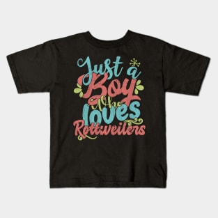 Just A Boy Who Loves Rottweilers Dog Gift graphic Kids T-Shirt